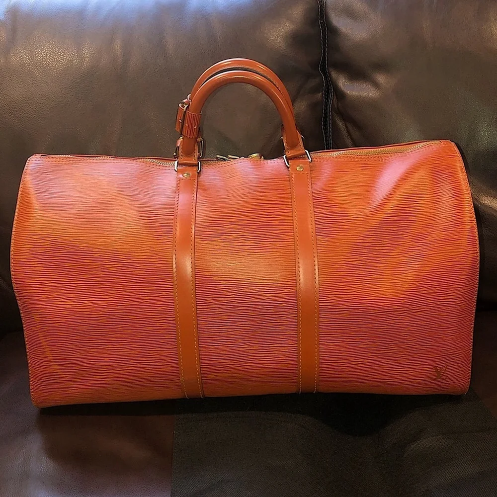Vintage LOUIS VUITTON LV 50 Kenyan Fawn Rust Orange Epi Leather Travel Tote Bag - Picture 3 of 17